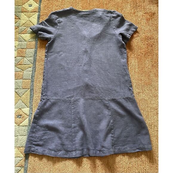 Vintage Blue Cactus Linen Dress Made in USA Boho Painted Print Drop Waist M/L - Picture 6 of 7